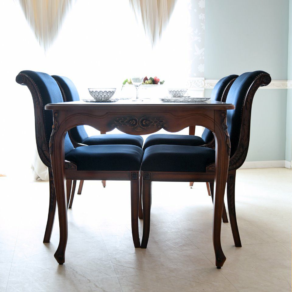 アンリヴェルデ ダイニングセット5P 4人掛け ブラウン ハンドルチェア 幅145cm 画像4