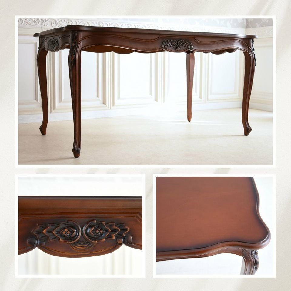 アンリヴェルデ ダイニングセット5P 4人掛け ブラウン ハンドルチェア 幅145cm 画像7