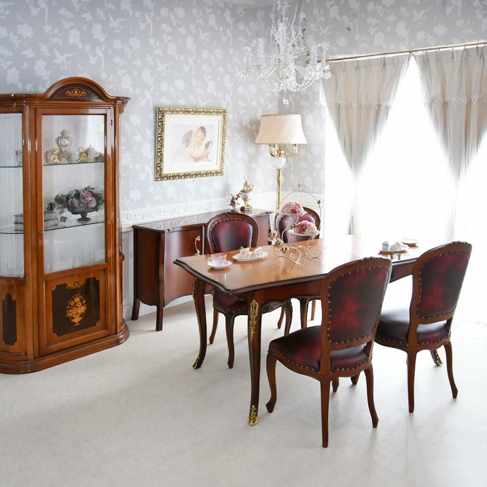 アンリヴェルデ ヴェネチアン 伸長式ダイニングセット5P 4人掛け ワイン 幅150→180cm 画像1