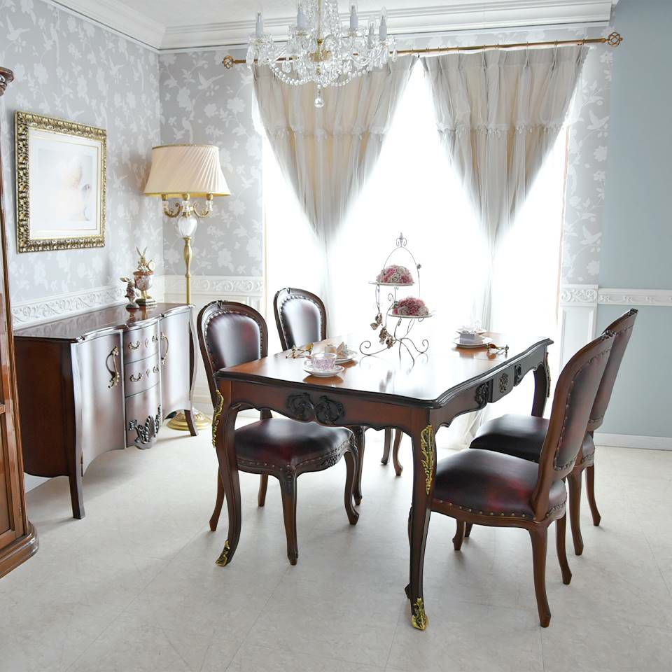 アンリヴェルデ ヴェネチアン 伸長式ダイニングセット5P 4人掛け ワイン 幅150→180cm 画像4