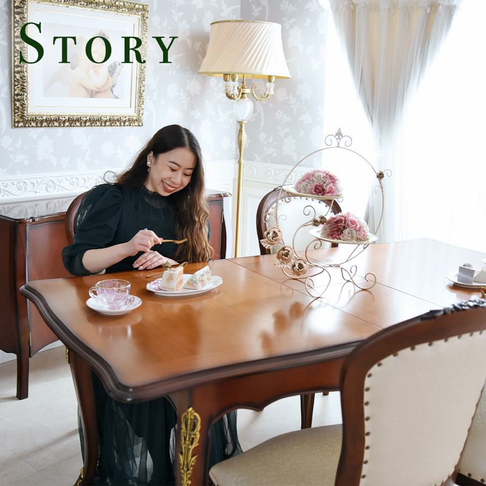 アンリヴェルデ ヴェネチアン 伸長式ダイニングセット5P 4人掛け アイボリー 幅150→180cm 画像5