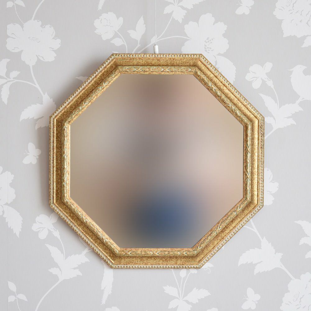 イタリア製 八角ミラー ゴールド 幅46cm 画像2
