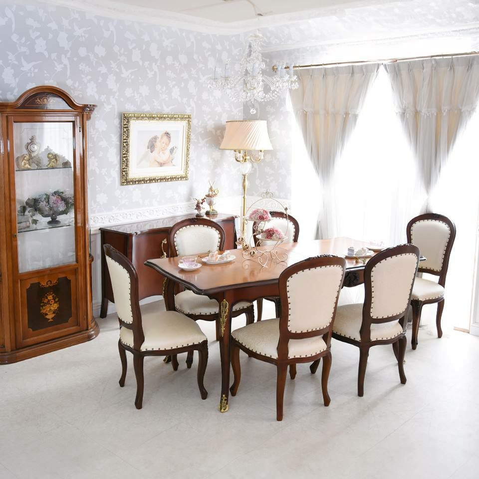 アンリヴェルデ ヴェネチアン 伸長式ダイニングセット7P 6人掛け ブラウン アイボリー 幅150→180cm 画像1