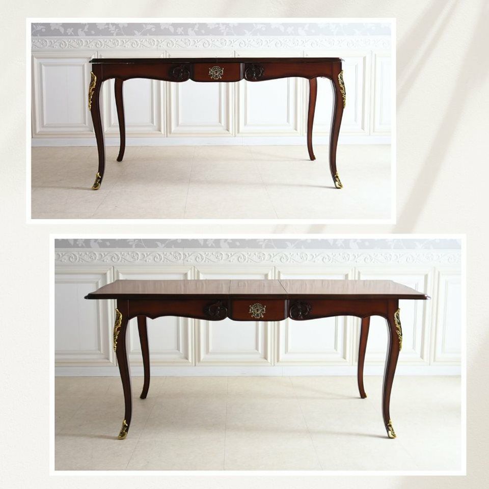 アンリヴェルデ ヴェネチアン 伸長式ダイニングセット7P 6人掛け ブラウン アイボリー 幅150→180cm 画像6