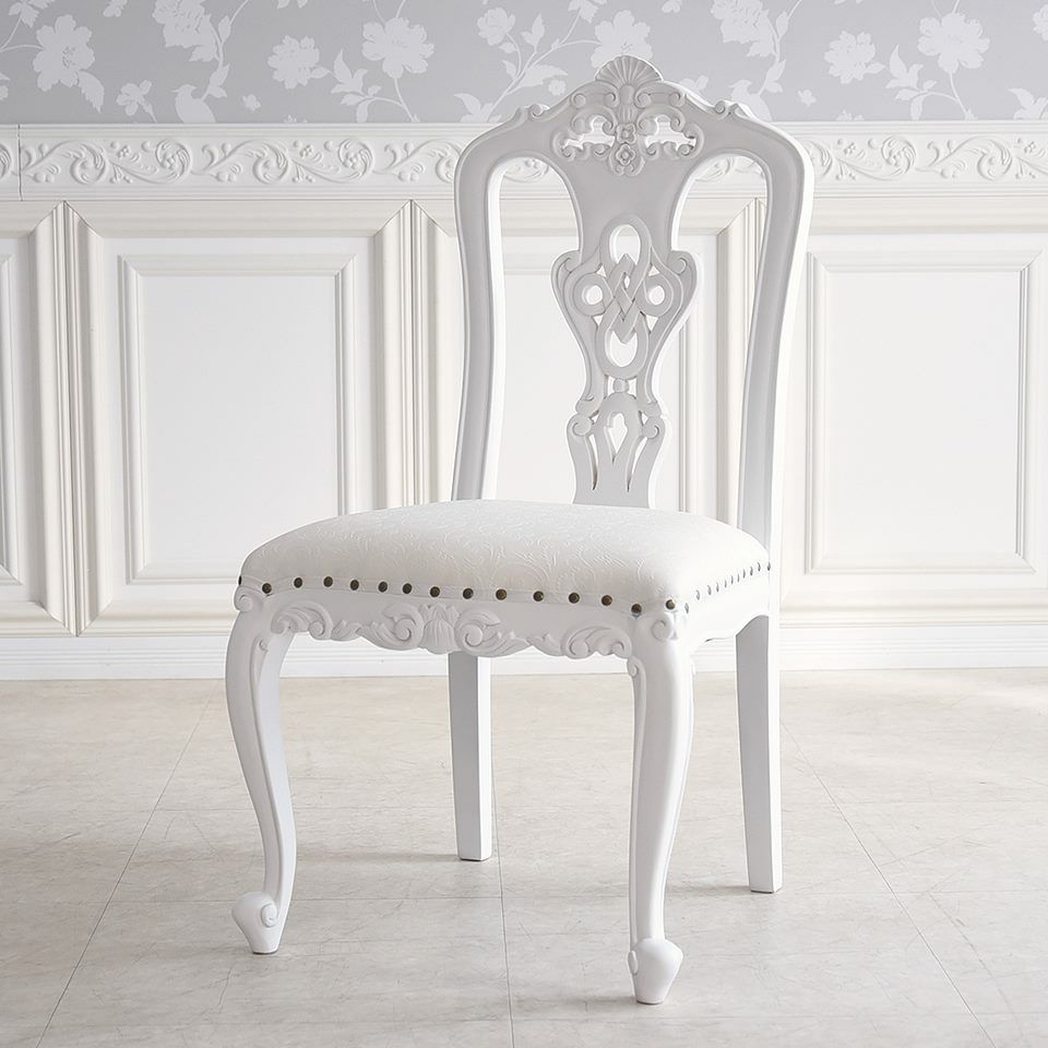 英国調 クイーンアン様式 ダイニングセット5P 4人掛け ホワイト 幅170cm 画像9