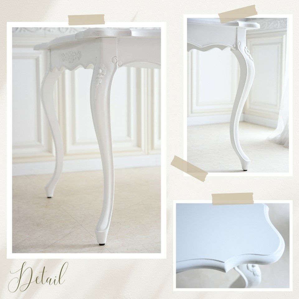 英国調 クイーンアン様式 ダイニングセット7P 6人掛け ホワイト 幅170cm 画像7