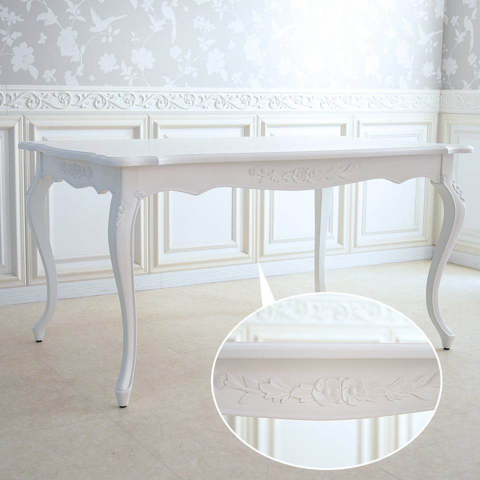 英国調 クイーンアン様式 ダイニングセット5P 4人掛け ホワイト 幅140cm 画像6