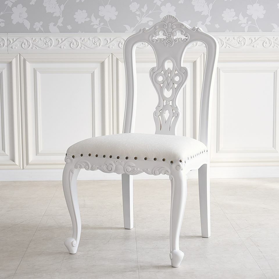 英国調 クイーンアン様式 ダイニングセット5P 4人掛け ホワイト 幅140cm 画像9