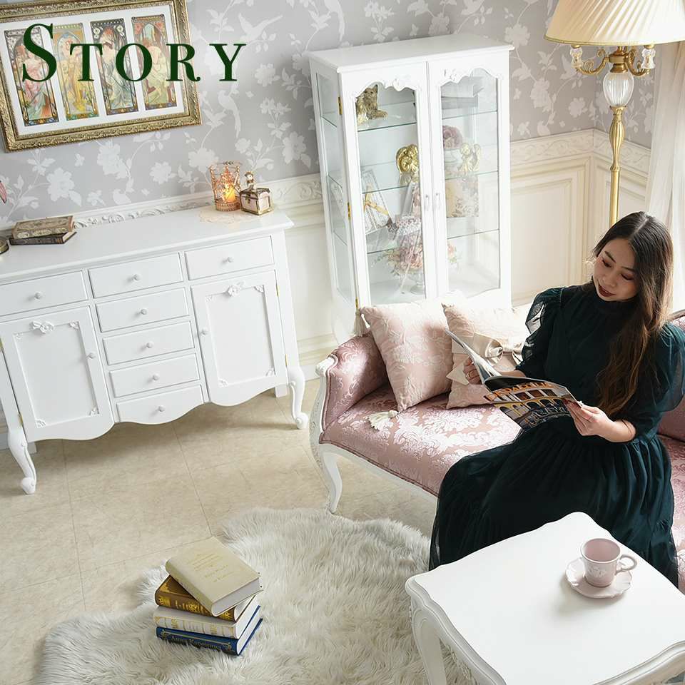 フィレンツェ キャビネット ホワイト 幅73cm 画像5