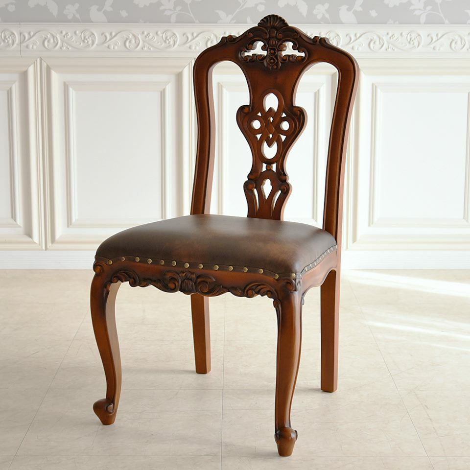 英国調 クイーンアン様式 ダイニングセット5P 4人掛け ブラウン 幅140cm 画像9