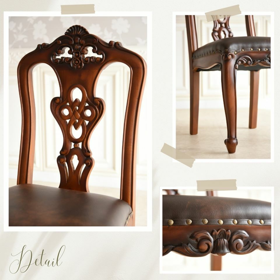 英国調 クイーンアン様式 ダイニングセット5P 4人掛け ブラウン 幅140cm 画像10