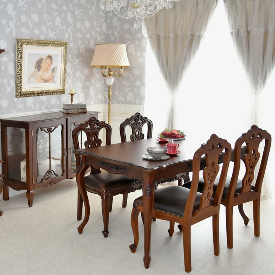 英国調 クイーンアン様式 ダイニングテーブル ブラウン 幅140cm 画像1