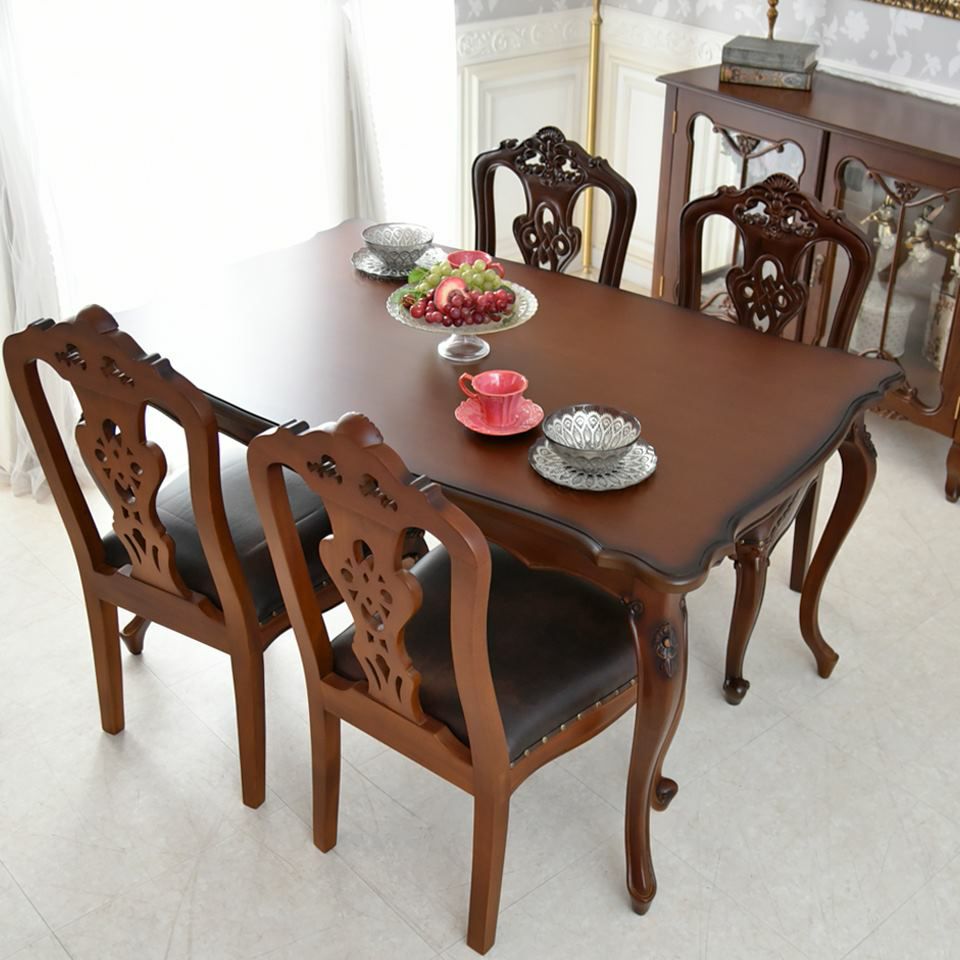 英国調 クイーンアン様式 ダイニングテーブル ブラウン 幅140cm 画像2