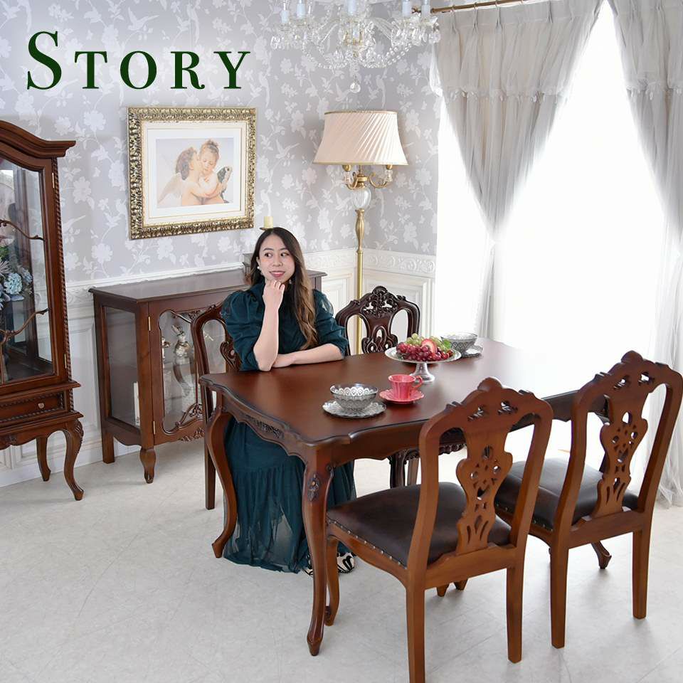 英国調 クイーンアン様式 ダイニングテーブル ブラウン 幅140cm 画像5