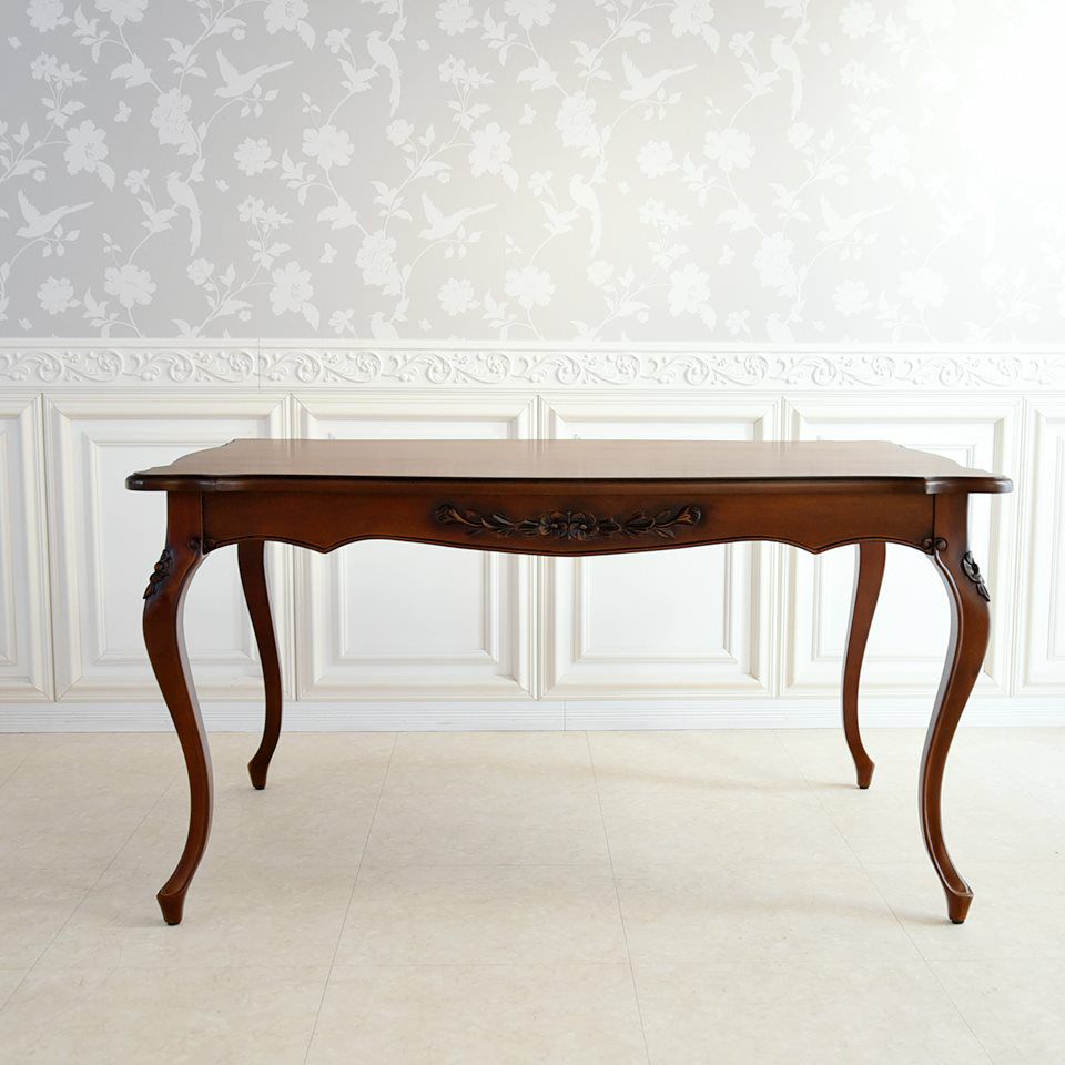 英国調 クイーンアン様式 ダイニングテーブル ブラウン 幅140cm 画像7