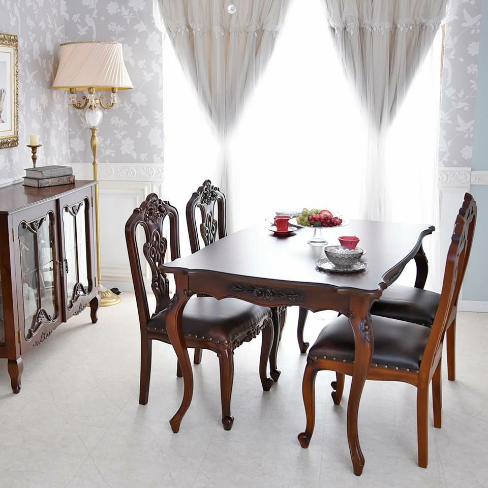 英国調 クイーンアン様式 ダイニングテーブル ブラウン 幅140cm 画像9