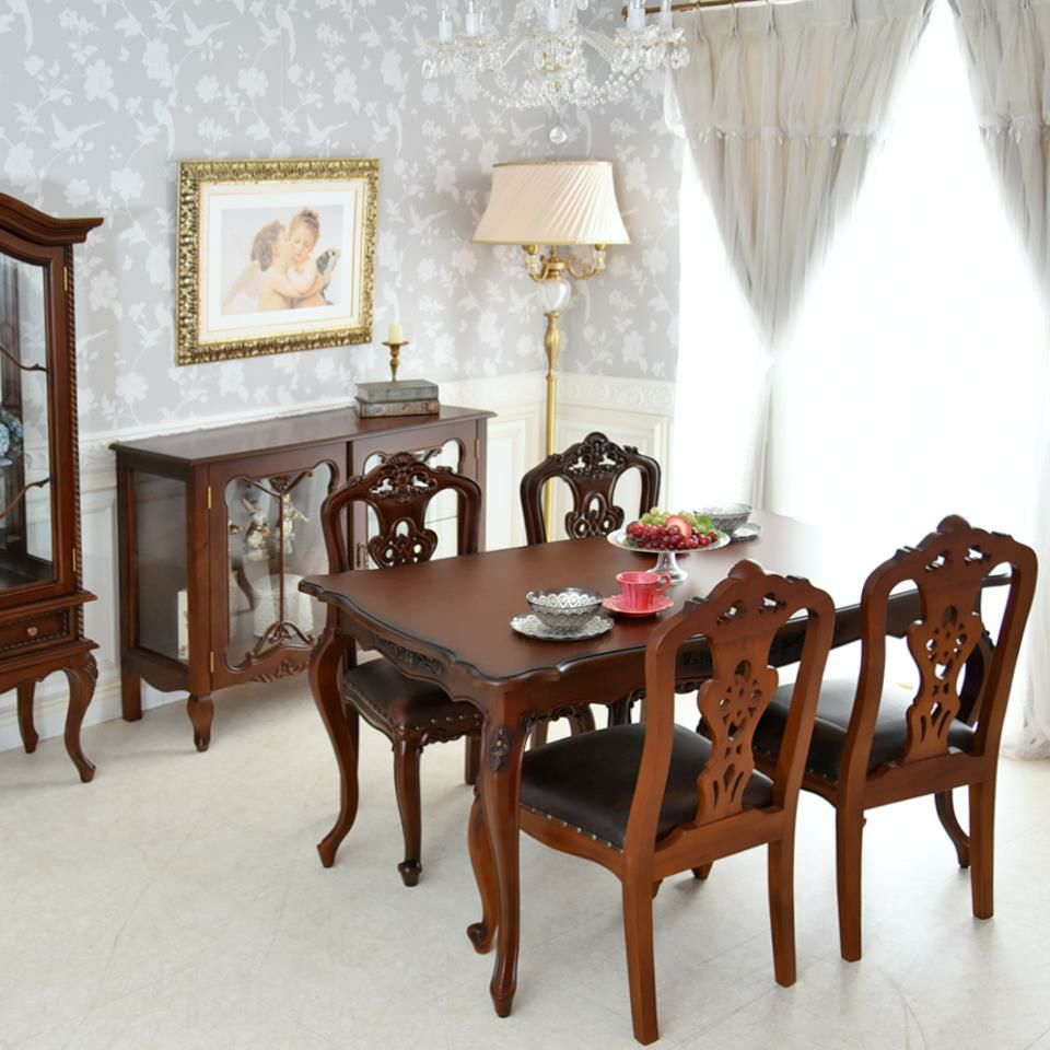 英国調 クイーンアン様式 ダイニングテーブル ブラウン 幅140cm 画像14