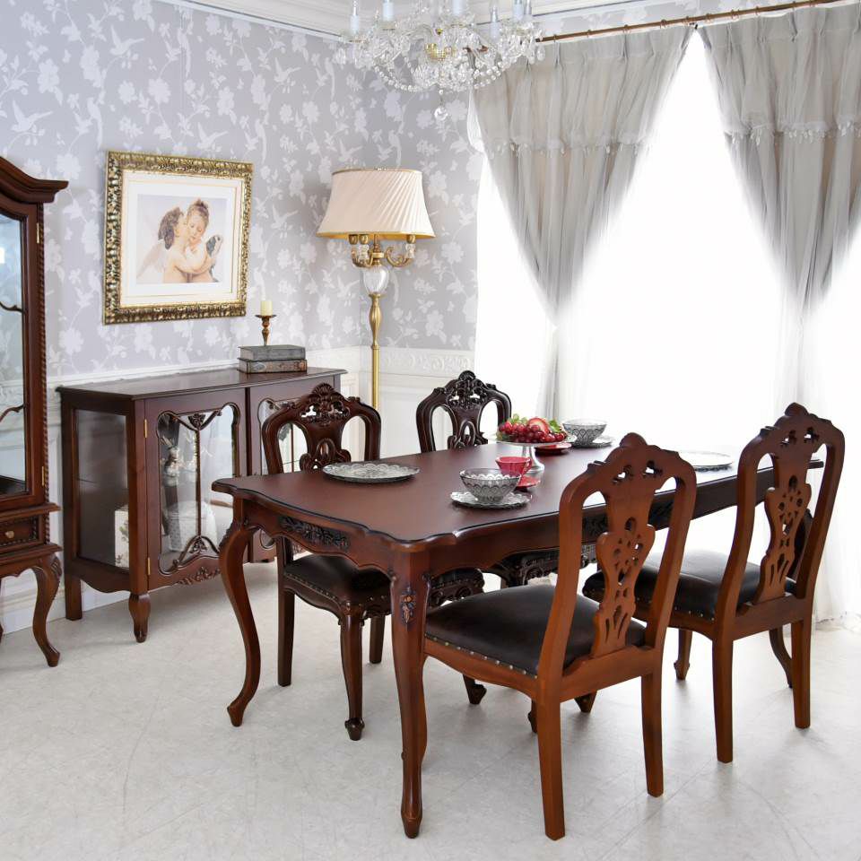 英国調 クイーンアン様式 ダイニングテーブル ブラウン 幅170cm 画像1