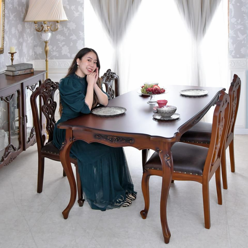 英国調 クイーンアン様式 ダイニングテーブル ブラウン 幅170cm 画像2