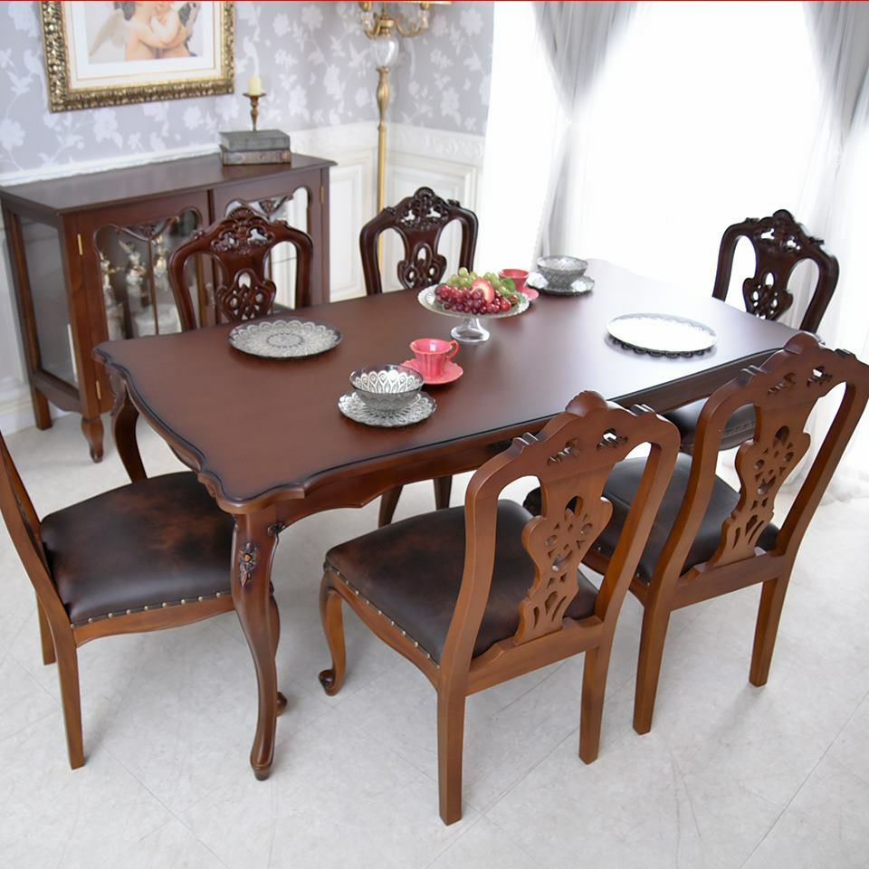 英国調 クイーンアン様式 ダイニングテーブル ブラウン 幅170cm 画像3