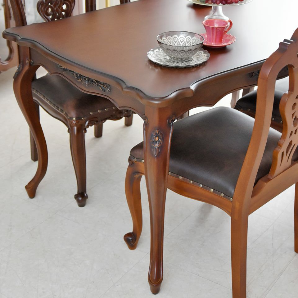 英国調 クイーンアン様式 ダイニングテーブル ブラウン 幅170cm 画像4