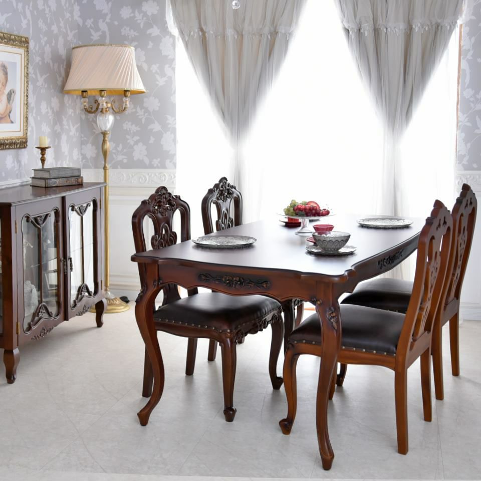 英国調 クイーンアン様式 ダイニングテーブル ブラウン 幅170cm 画像9