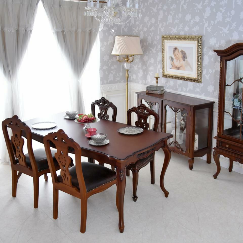 英国調 クイーンアン様式 ダイニングテーブル ブラウン 幅170cm 画像14