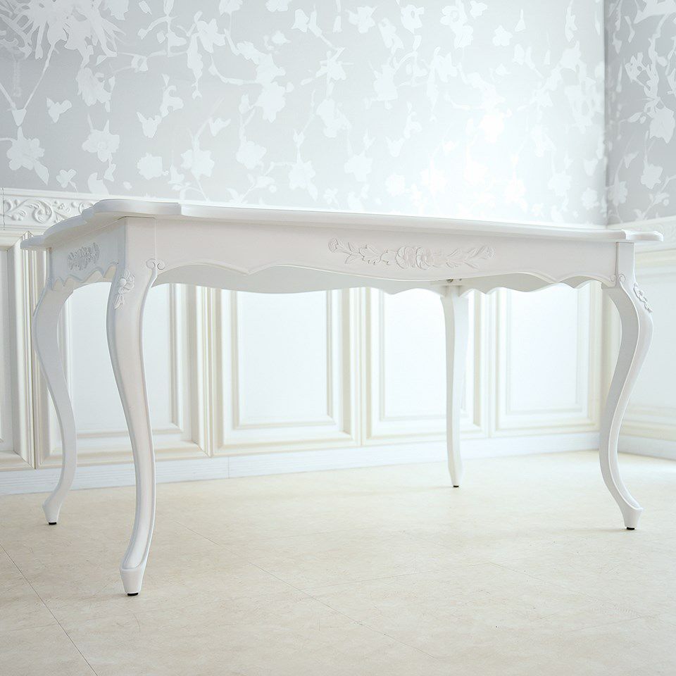 英国調 クイーンアン様式 ダイニングテーブル ホワイト 幅140cm 画像6