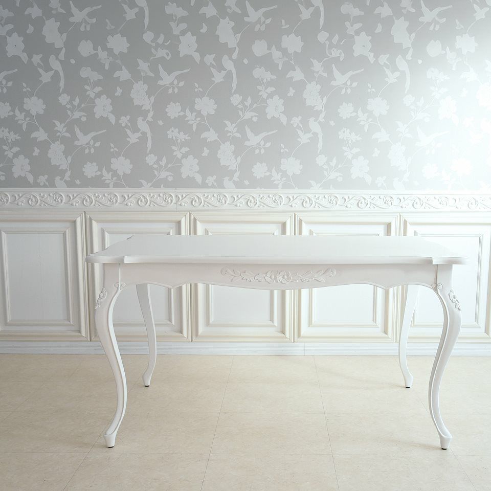 英国調 クイーンアン様式 ダイニングテーブル ホワイト 幅140cm 画像7