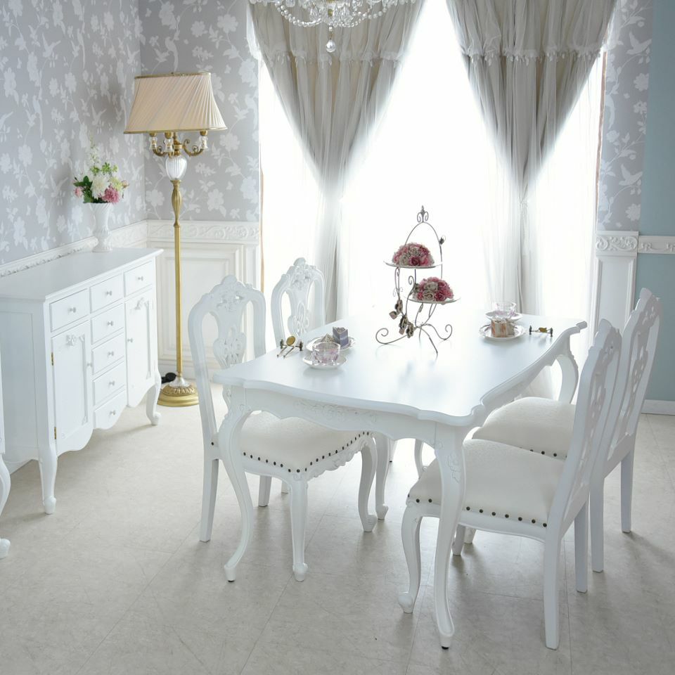 英国調 クイーンアン様式 ダイニングテーブル ホワイト 幅140cm 画像9