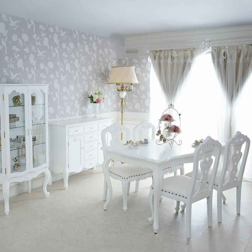 英国調 クイーンアン様式 ダイニングテーブル ホワイト 幅140cm 画像14