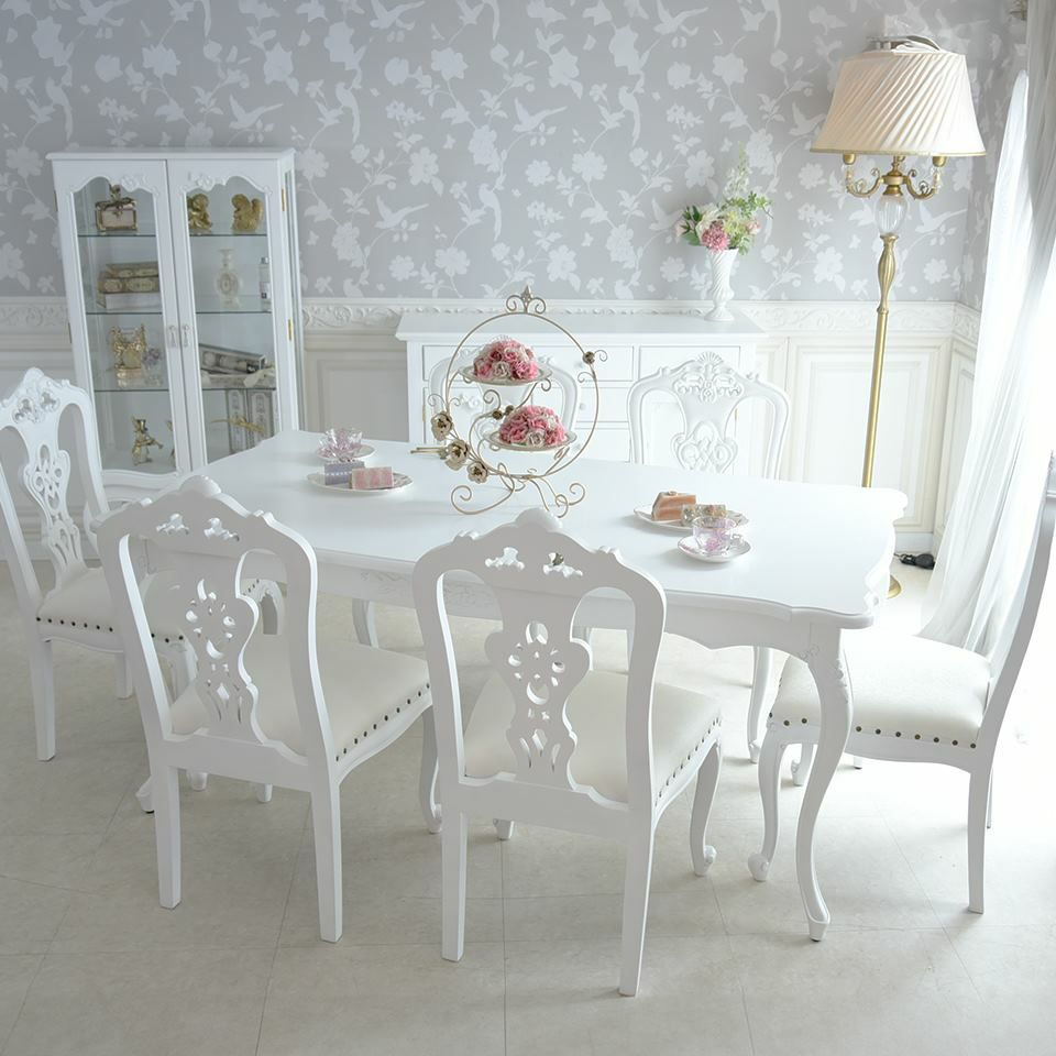 英国調 クイーンアン様式 ダイニングテーブル ホワイト 幅170cm 画像3