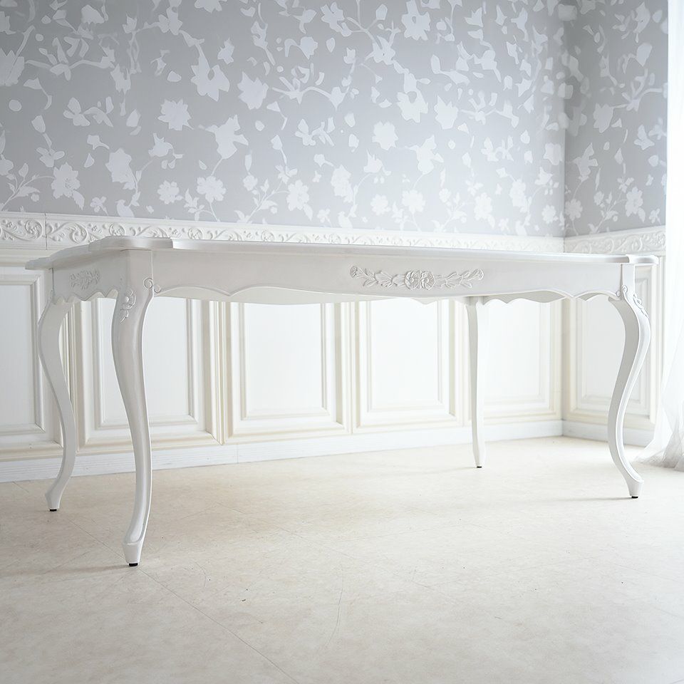 英国調 クイーンアン様式 ダイニングテーブル ホワイト 幅170cm 画像6