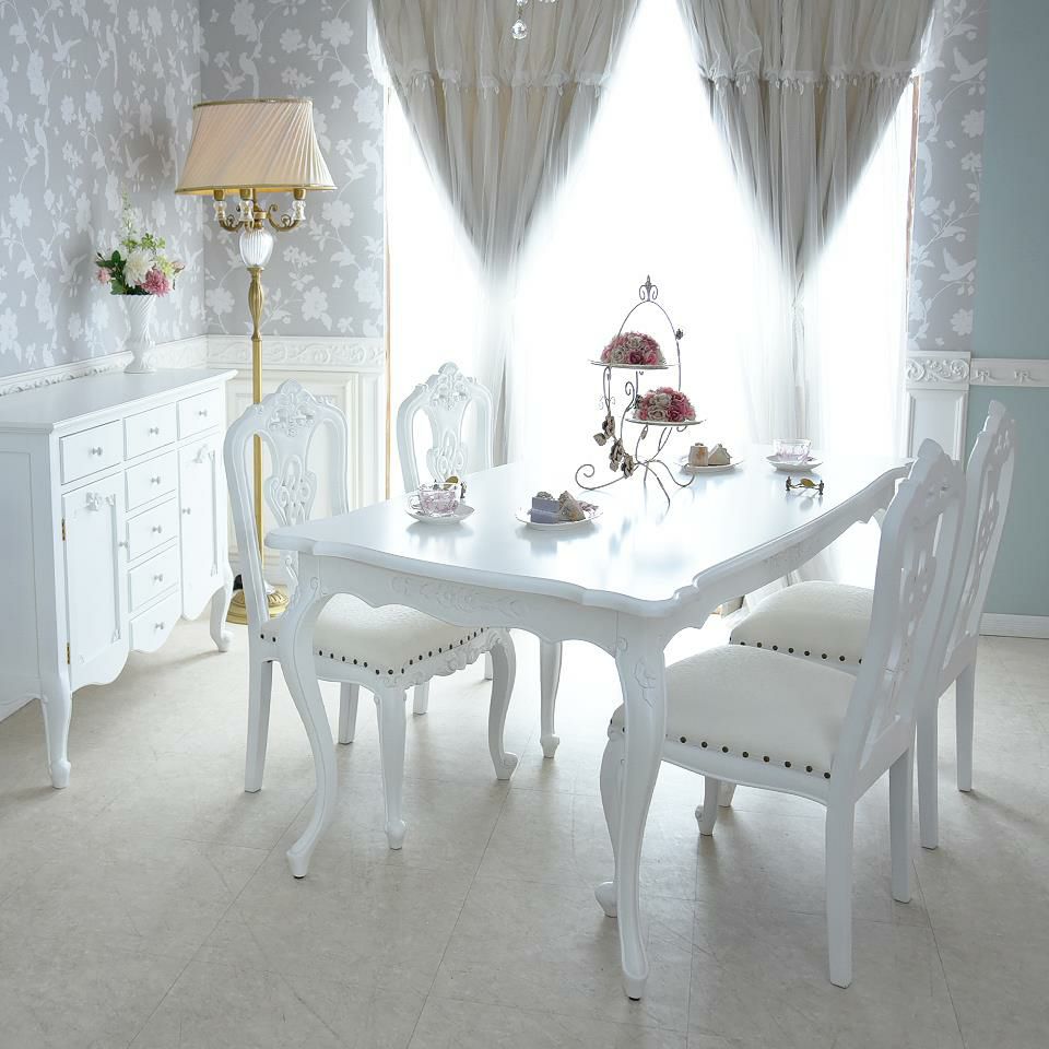 英国調 クイーンアン様式 ダイニングテーブル ホワイト 幅170cm 画像9