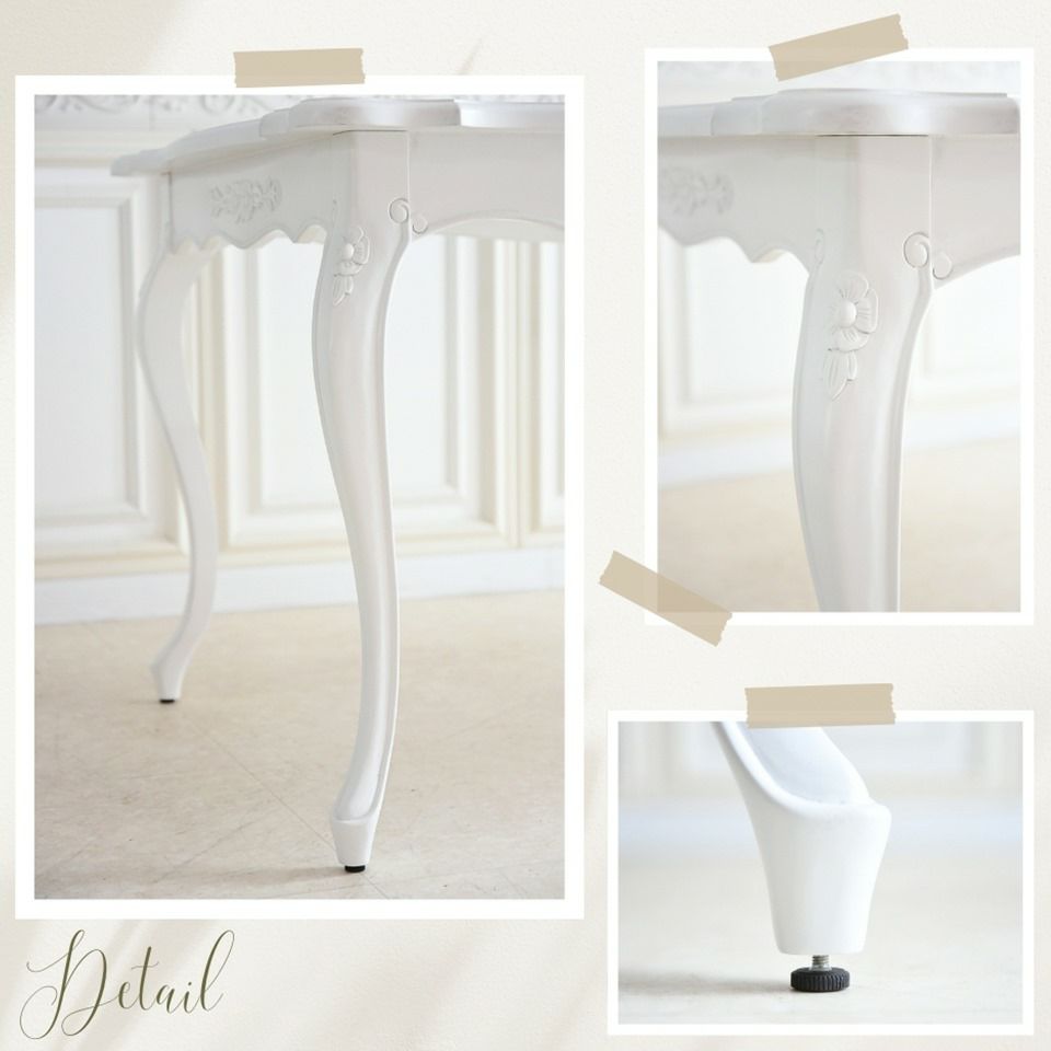 英国調 クイーンアン様式 ダイニングテーブル ホワイト 幅170cm 画像11