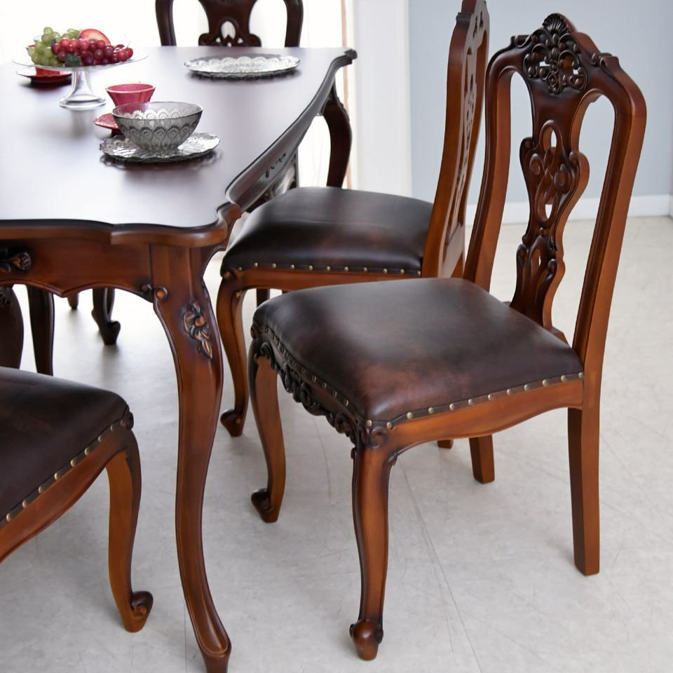 英国調 クイーンアン様式 ダイニングチェア ブラウン 幅55cm 画像2
