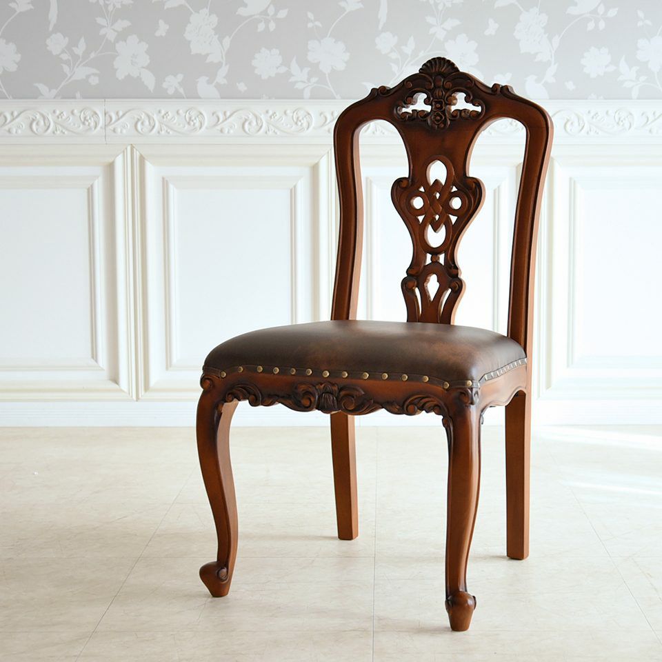 英国調 クイーンアン ダイニングチェア ブラウン 猫脚 画像3