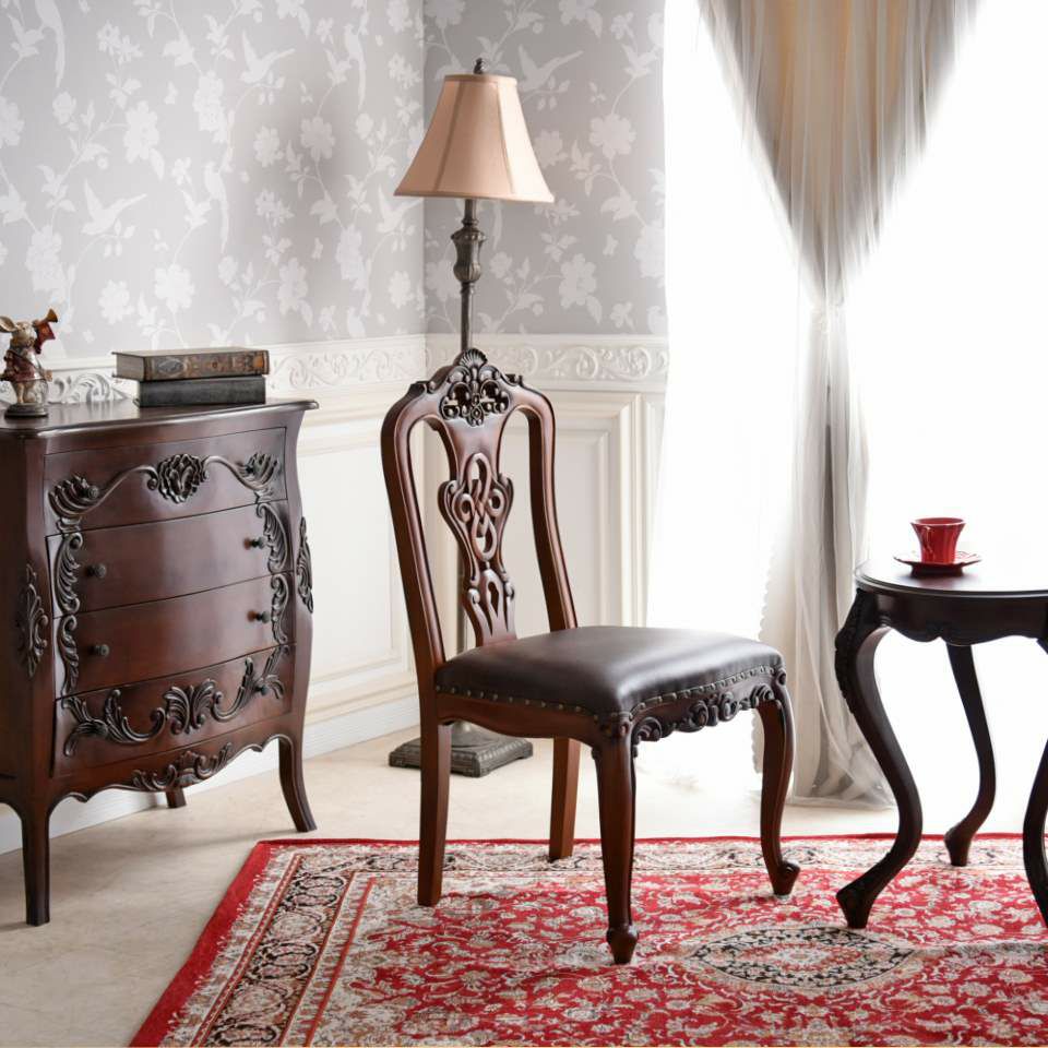 英国調 クイーンアン様式 ダイニングチェア ブラウン 幅55cm 画像4