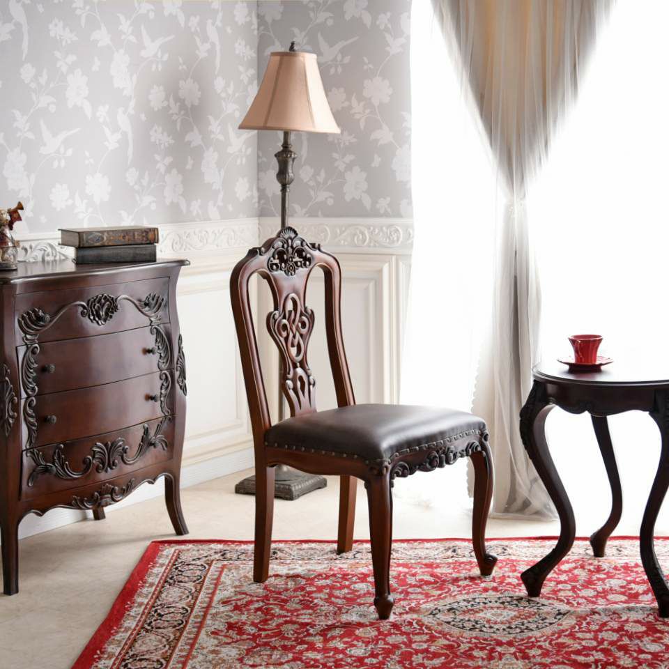 英国調 クイーンアン様式 ダイニングチェア ブラウン 幅55cm 画像4