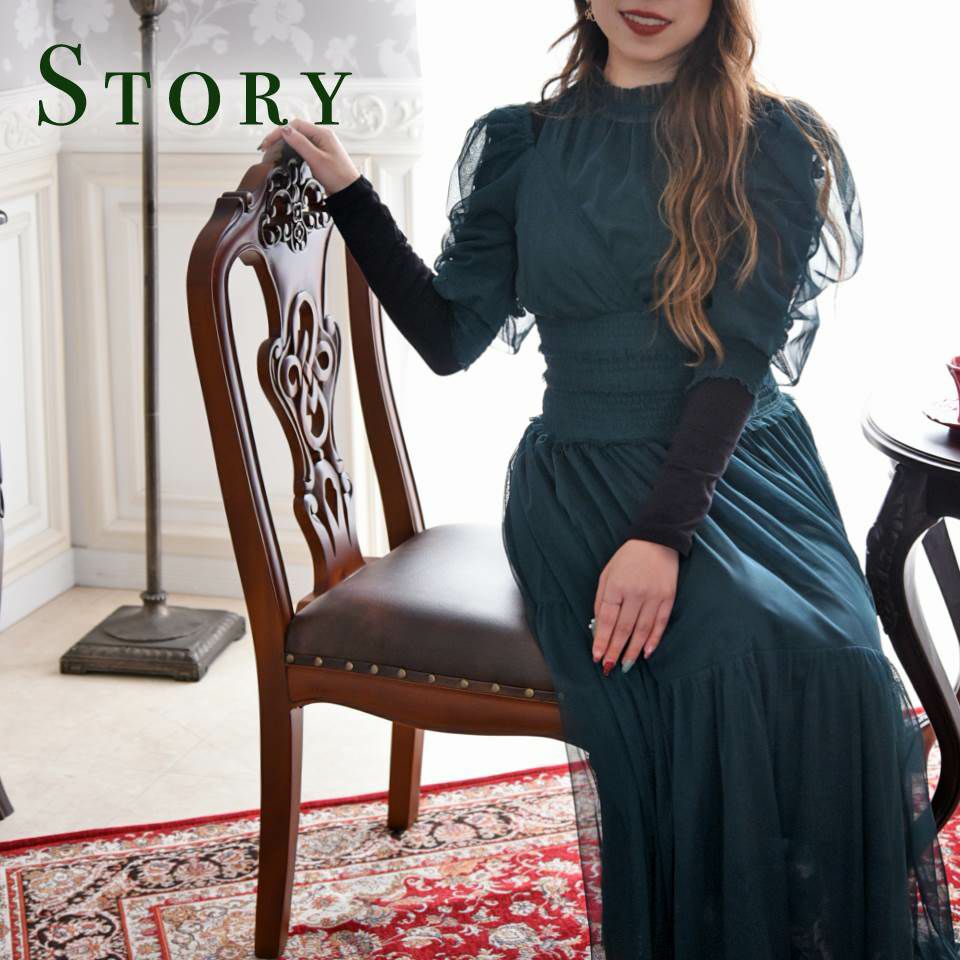 英国調 クイーンアン様式 ダイニングチェア ブラウン 幅55cm 画像5