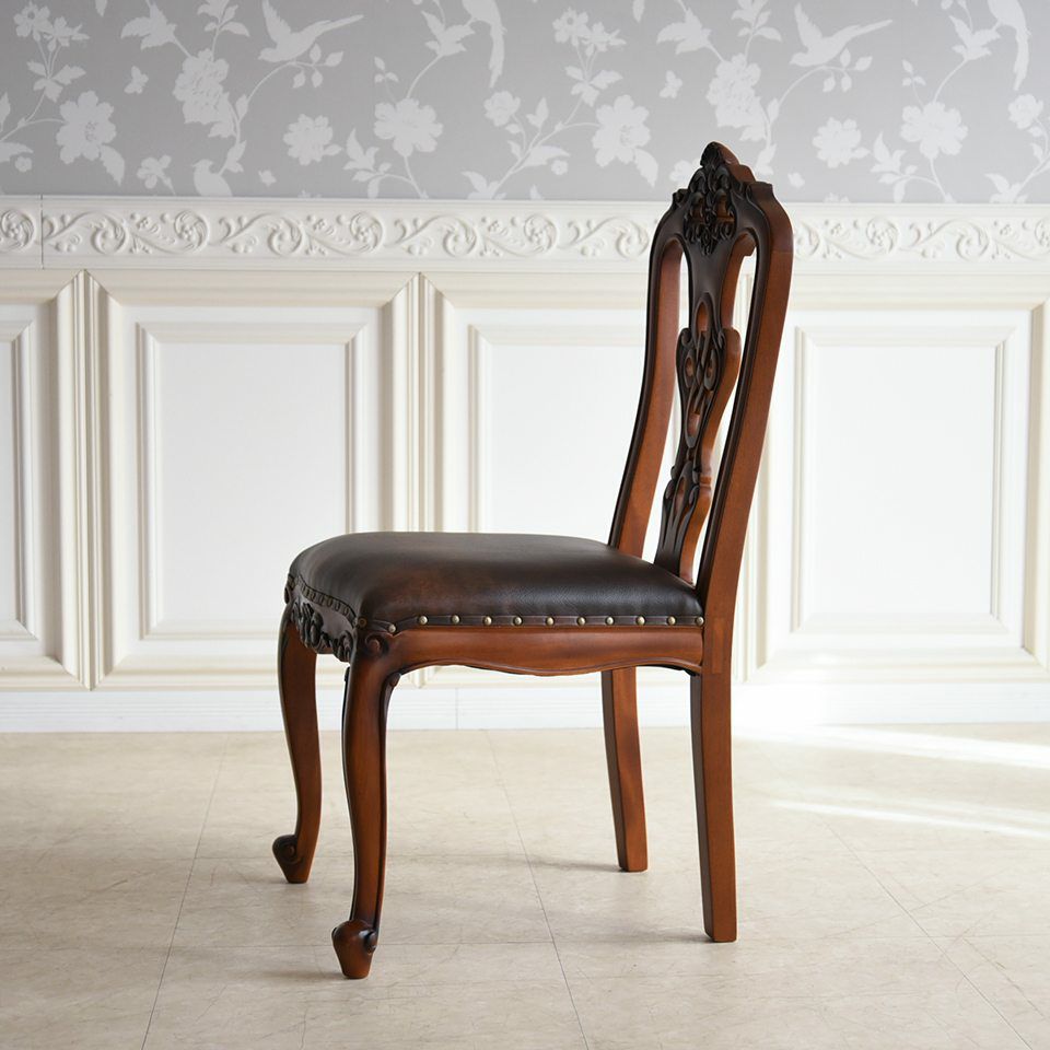英国調 クイーンアン様式 ダイニングチェア ブラウン 幅55cm 画像5