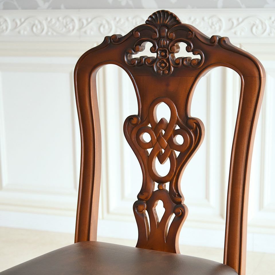 英国調 クイーンアン様式 ダイニングチェア ブラウン 幅55cm 画像6