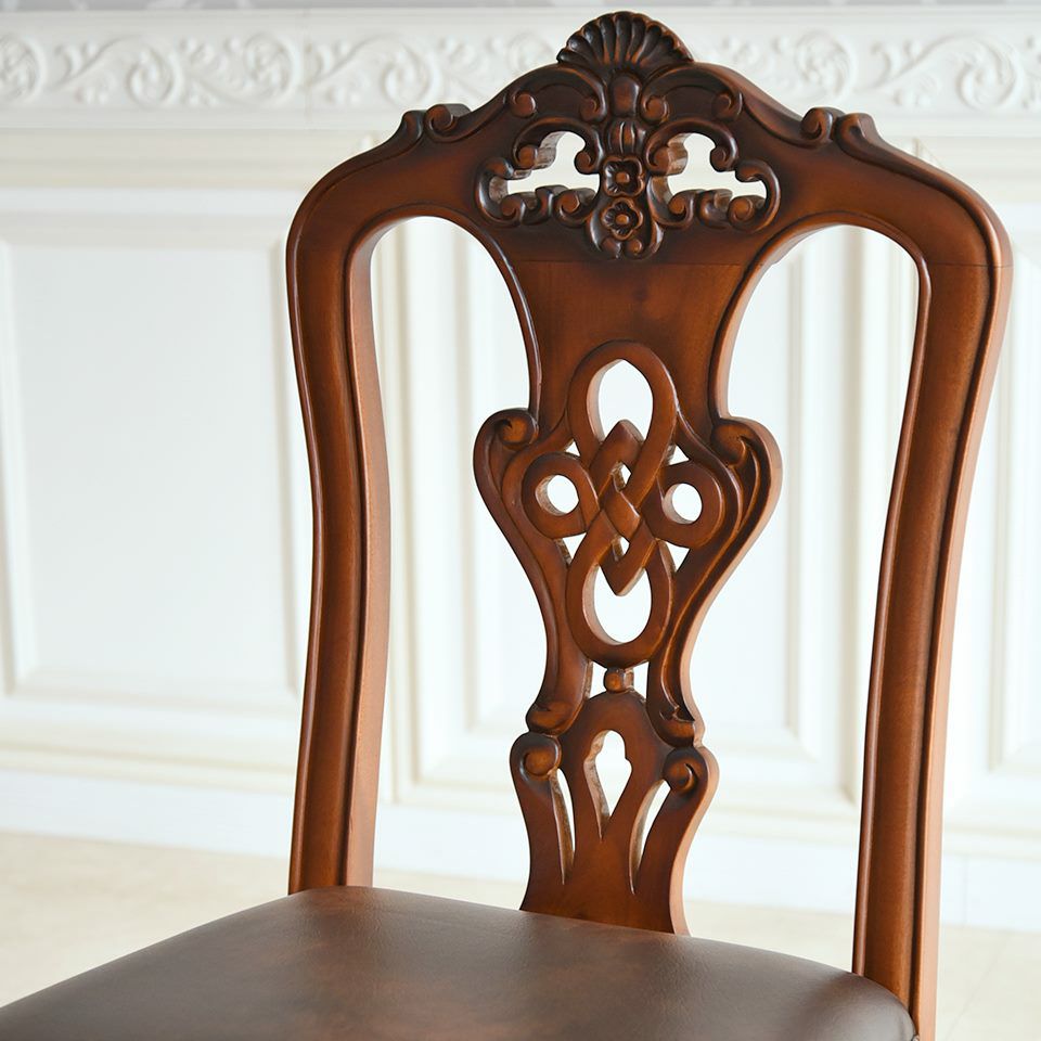 英国調 クイーンアン様式 ダイニングチェア ブラウン 幅55cm 画像7