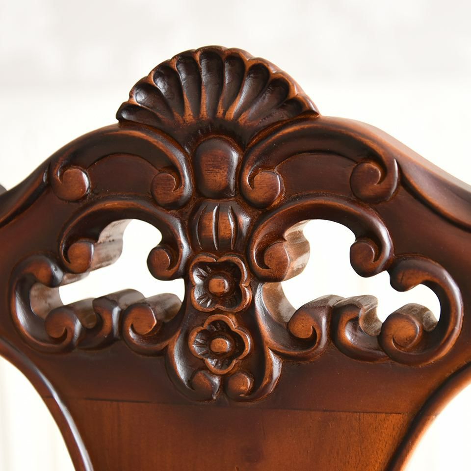 英国調 クイーンアン ダイニングチェア ブラウン 猫脚 画像8