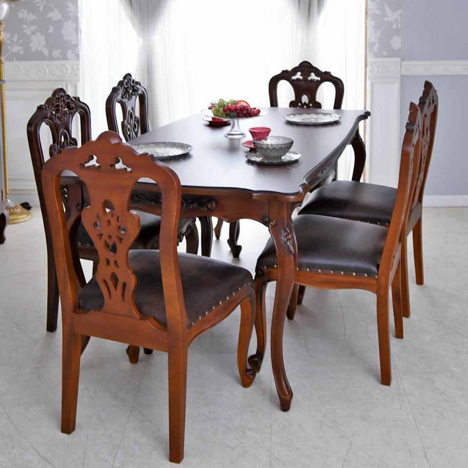 英国調 クイーンアン様式 ダイニングチェア ブラウン 幅55cm 画像9