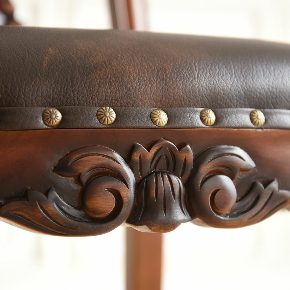 英国調 クイーンアン ダイニングチェア ブラウン 猫脚 画像9
