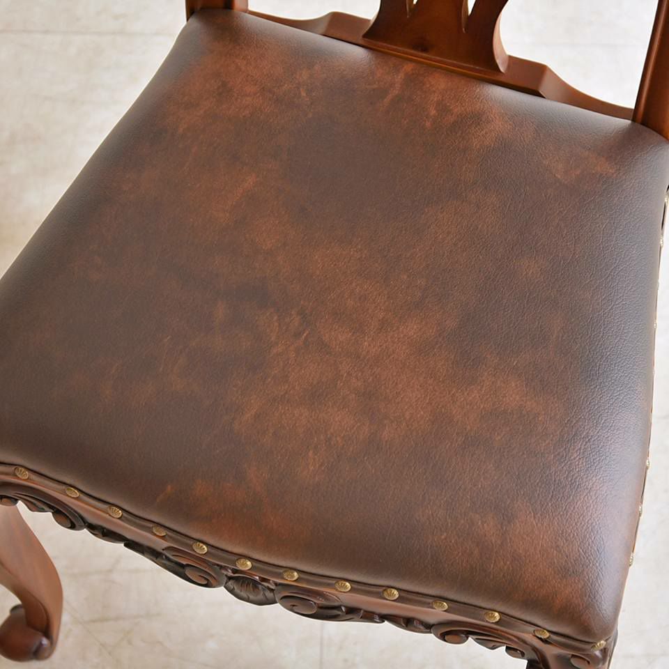 英国調 クイーンアン様式 ダイニングチェア ブラウン 幅55cm 画像10