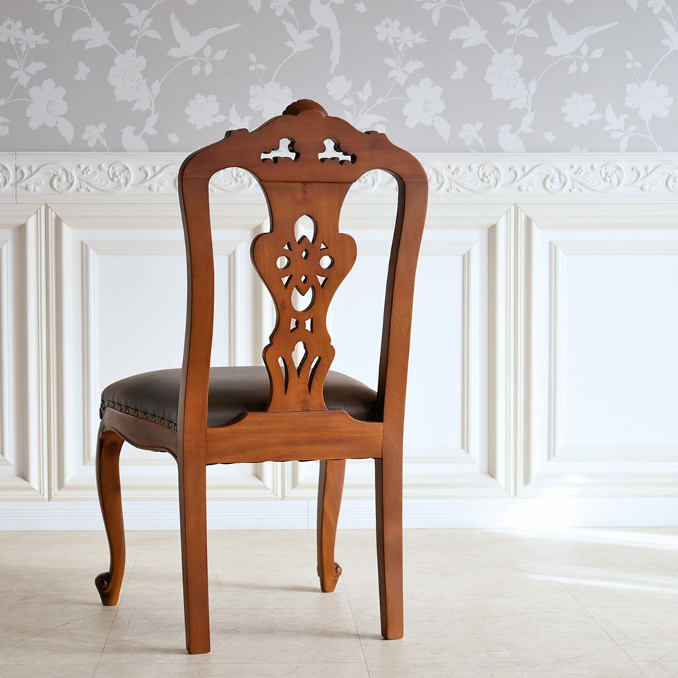 英国調 クイーンアン様式 ダイニングチェア ブラウン 幅55cm 画像11