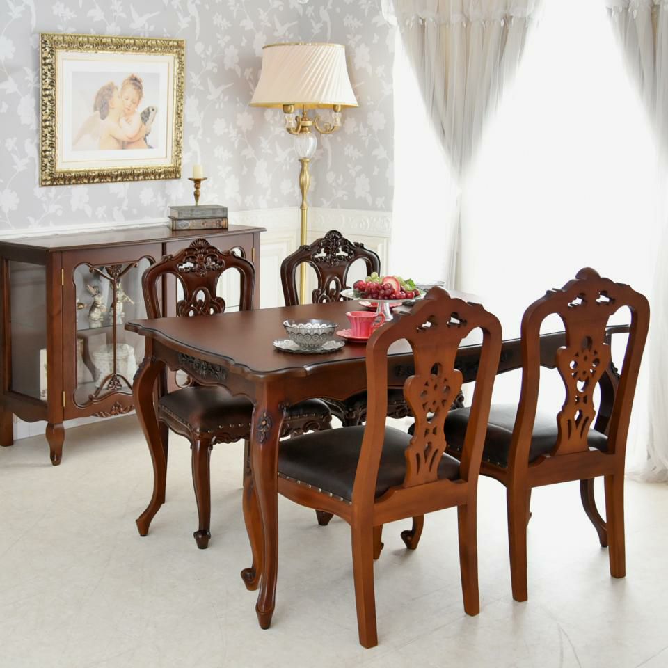 英国調 クイーンアン様式 ダイニングチェア ブラウン 幅55cm 画像11