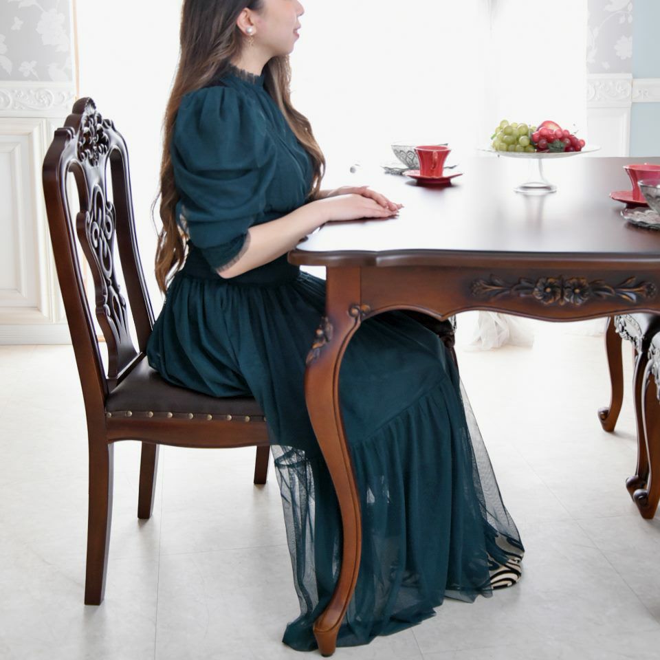 英国調 クイーンアン様式 ダイニングチェア ブラウン 幅55cm 画像12